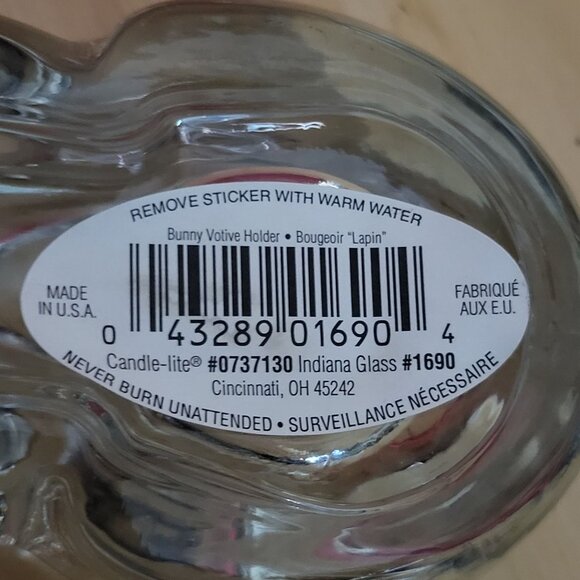 Clear Indiana Glass Rabbit Bunny Votive Candle Holder Set of 2 - Picture 11 of 15